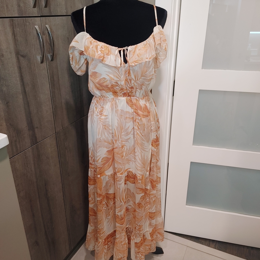 Amuse Society Orange Flutter Sleeve Sundress